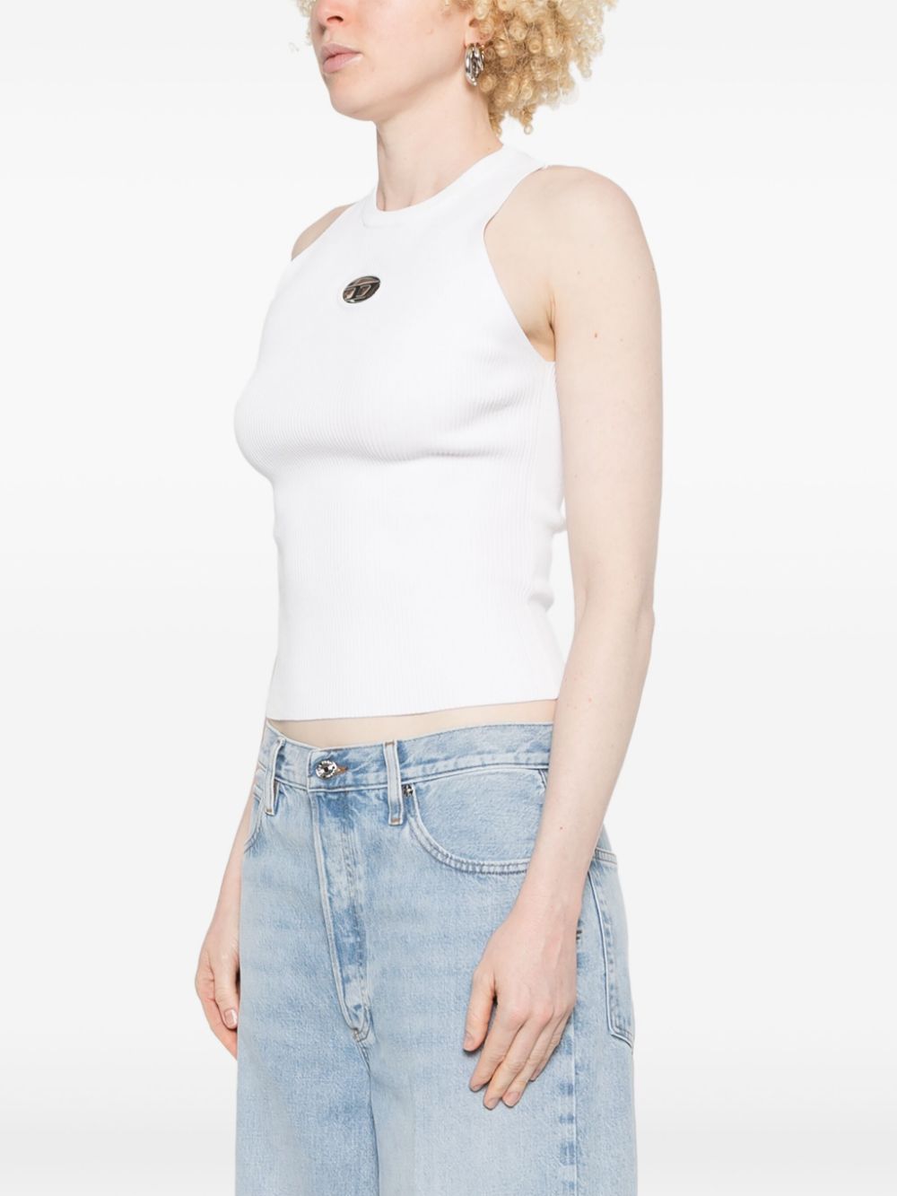 Diesel Oval-D Sleeveless Crew Neck White Top White