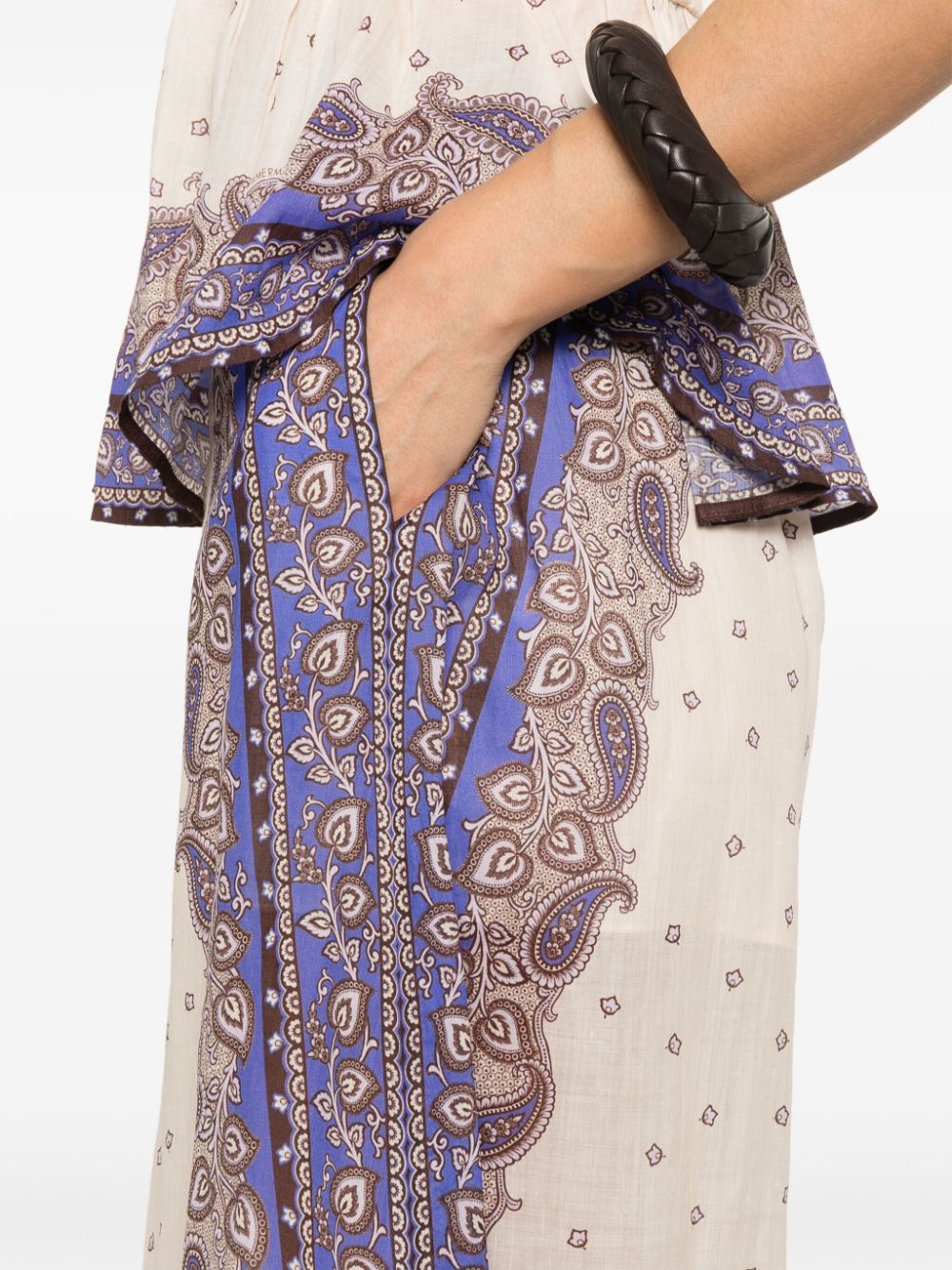 Zimmermann Maxine Wide-Leg Printed Trousers Purple