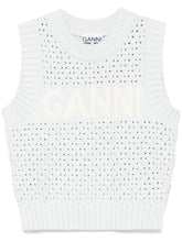 Ganni Openwork Organic Cotton Vest White