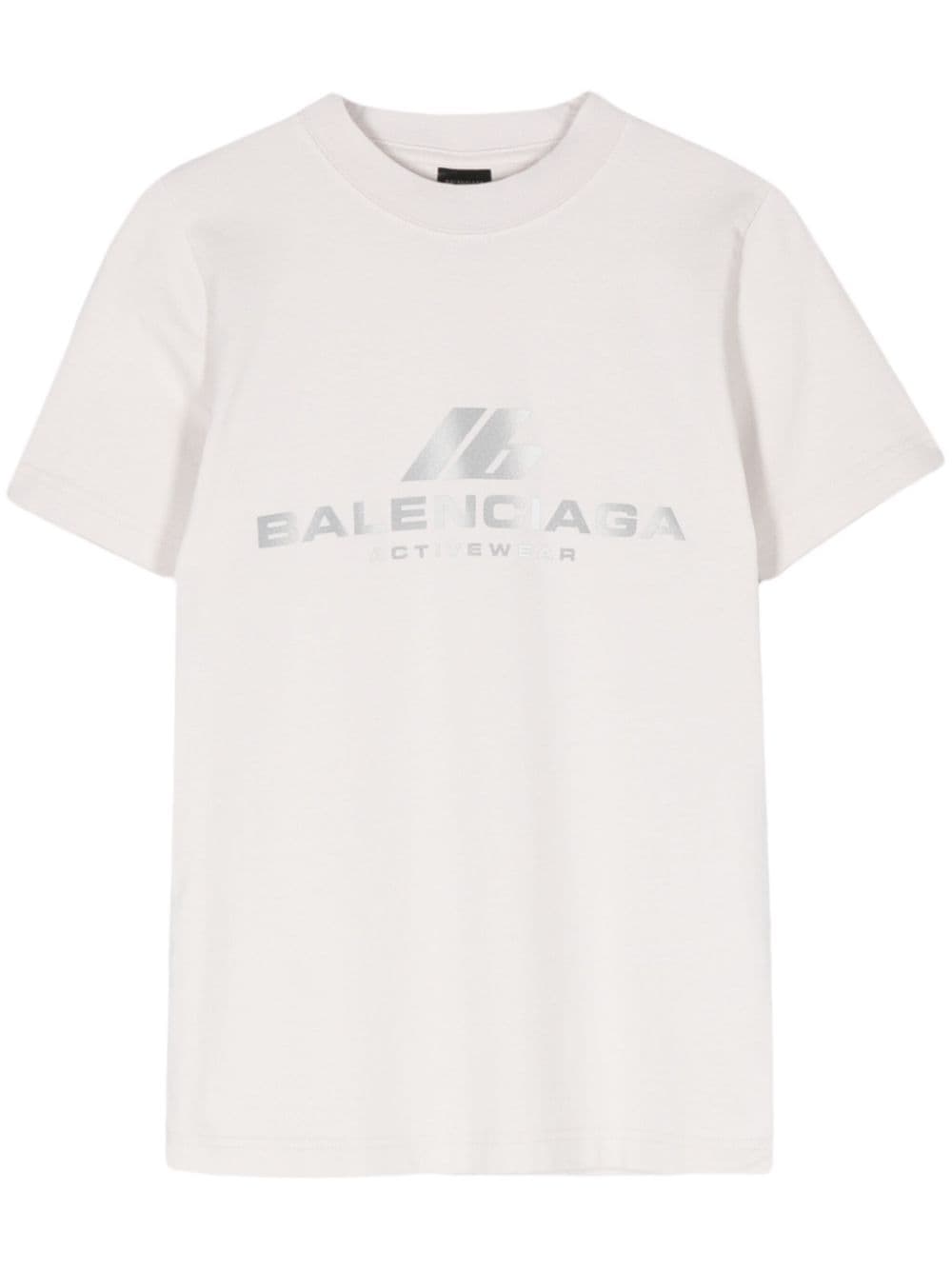 Balenciaga Logo-Print Fitted Cotton-Blend T-Shirt White