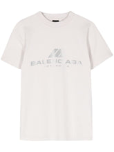 Balenciaga Logo-Print Fitted Cotton-Blend T-Shirt White