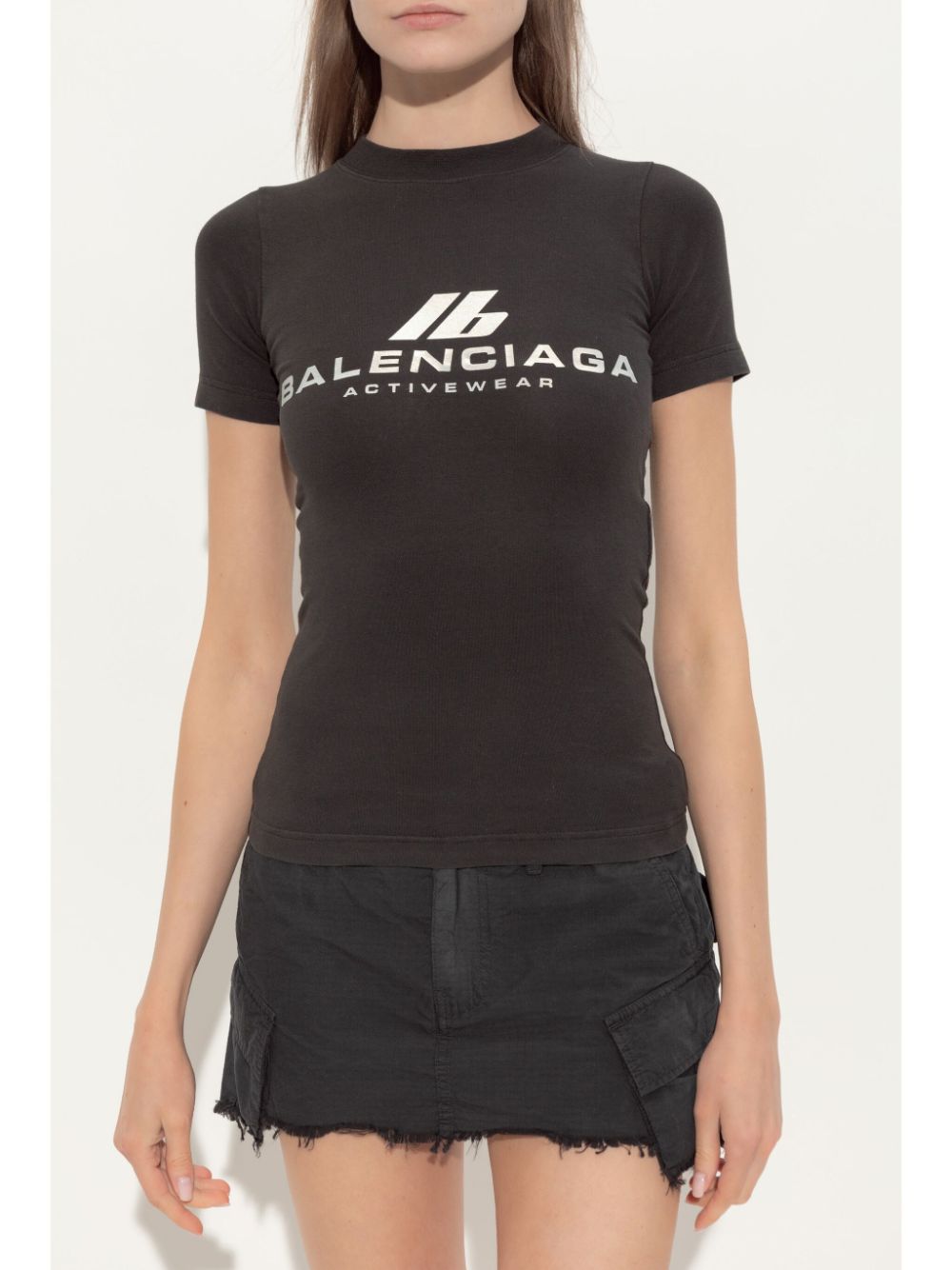 Balenciaga Fitted Logo Cotton-Jersey T-Shirt Black Black