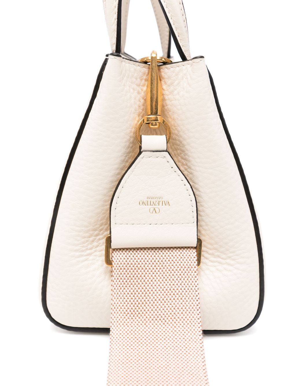 Valentino Garavani Alltime Small Grainy Calfskin Handbag Beige
