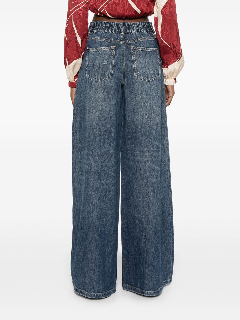 Alice + Olivia High-Rise Indigo Blue Jeans with Elastic Waistband Blue