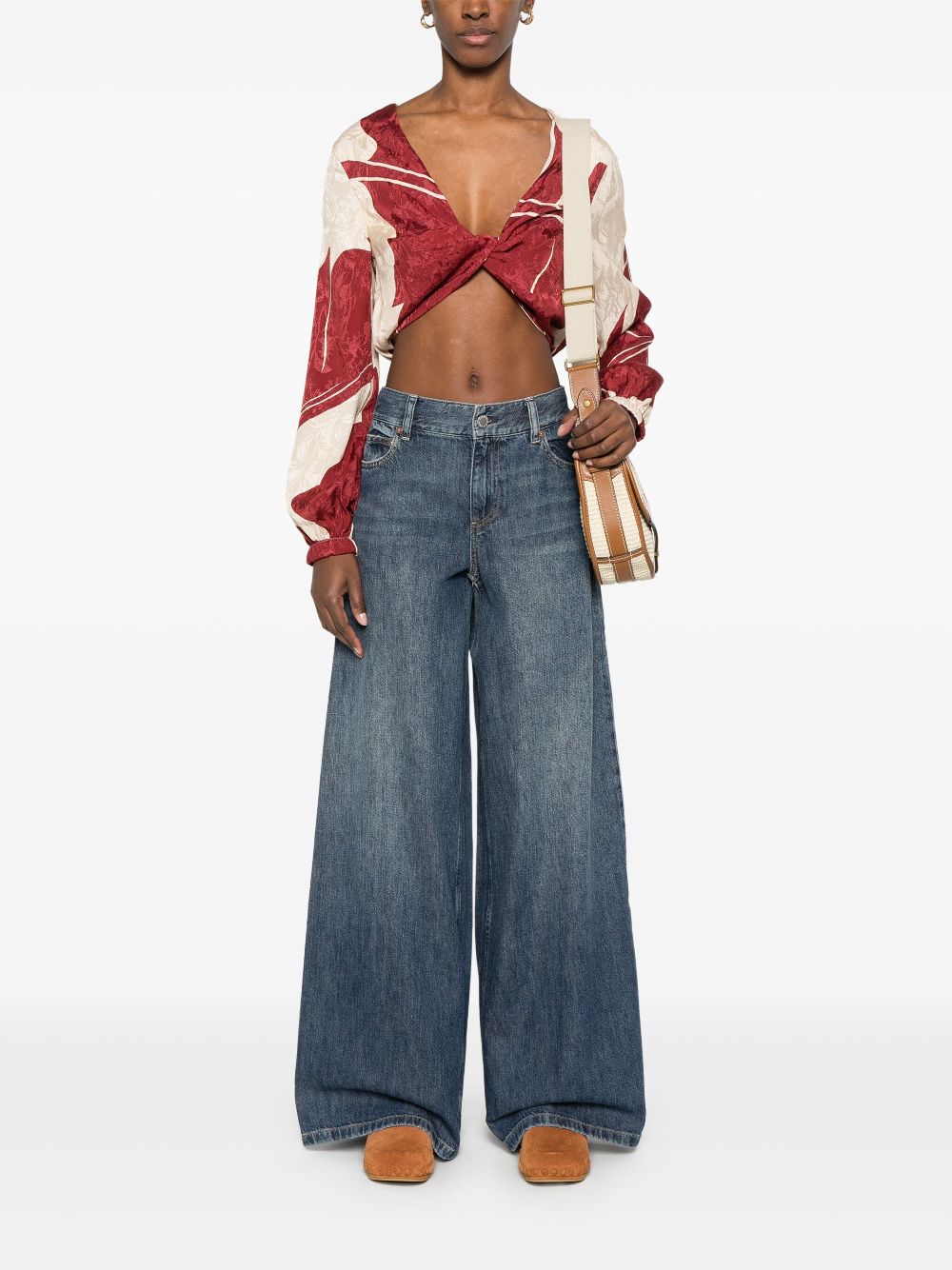 Alice + Olivia High-Rise Indigo Blue Jeans with Elastic Waistband Blue
