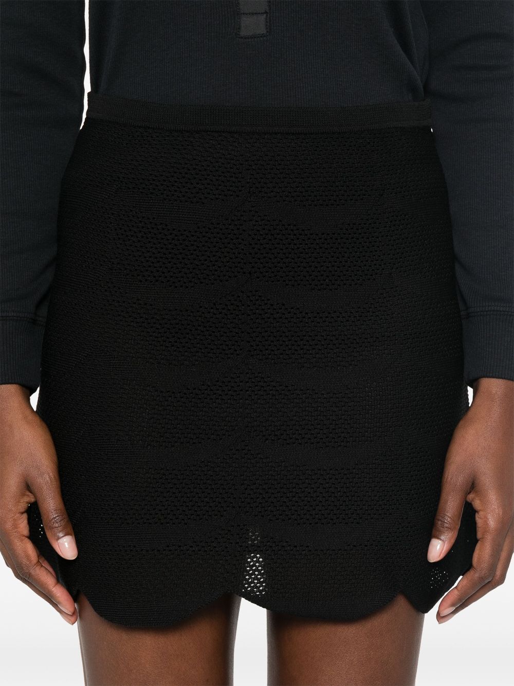Tom Ford Scalloped-Hem Silk-Cotton Mini Skirt Black