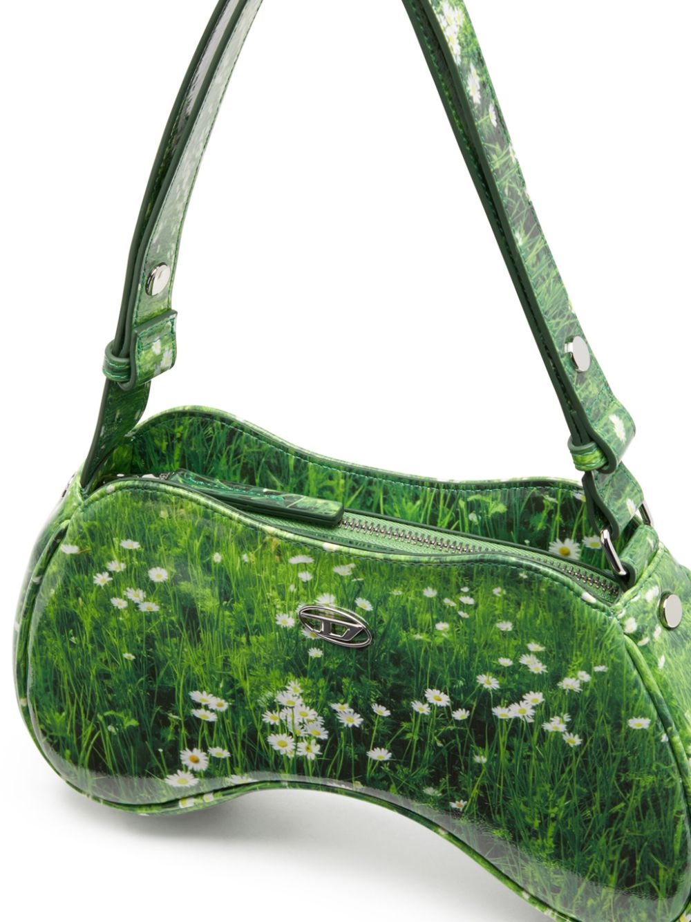 Diesel Play Glossy Graphic-Print Shoulder Bag Green