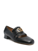 Valentino Garavani VLogo Signature Fringe Calfskin Moccasins 25mm Black