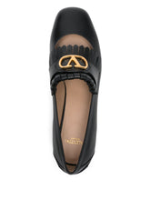 Valentino Garavani VLogo Signature Fringe Calfskin Moccasins 25mm Black