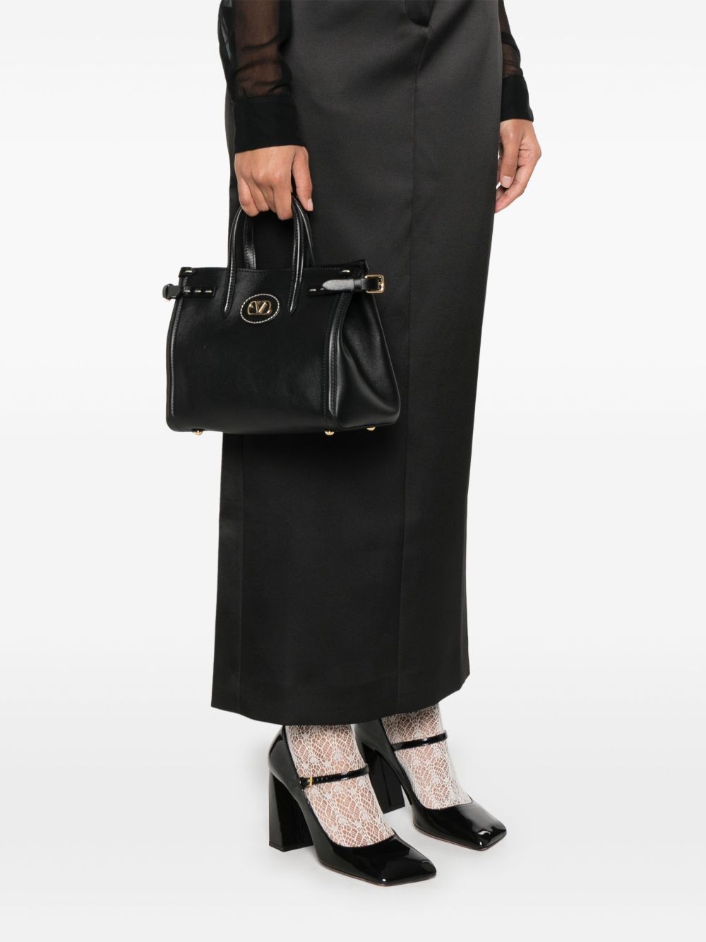 Valentino Garavani Antibes Small Leather Tote Bag Black