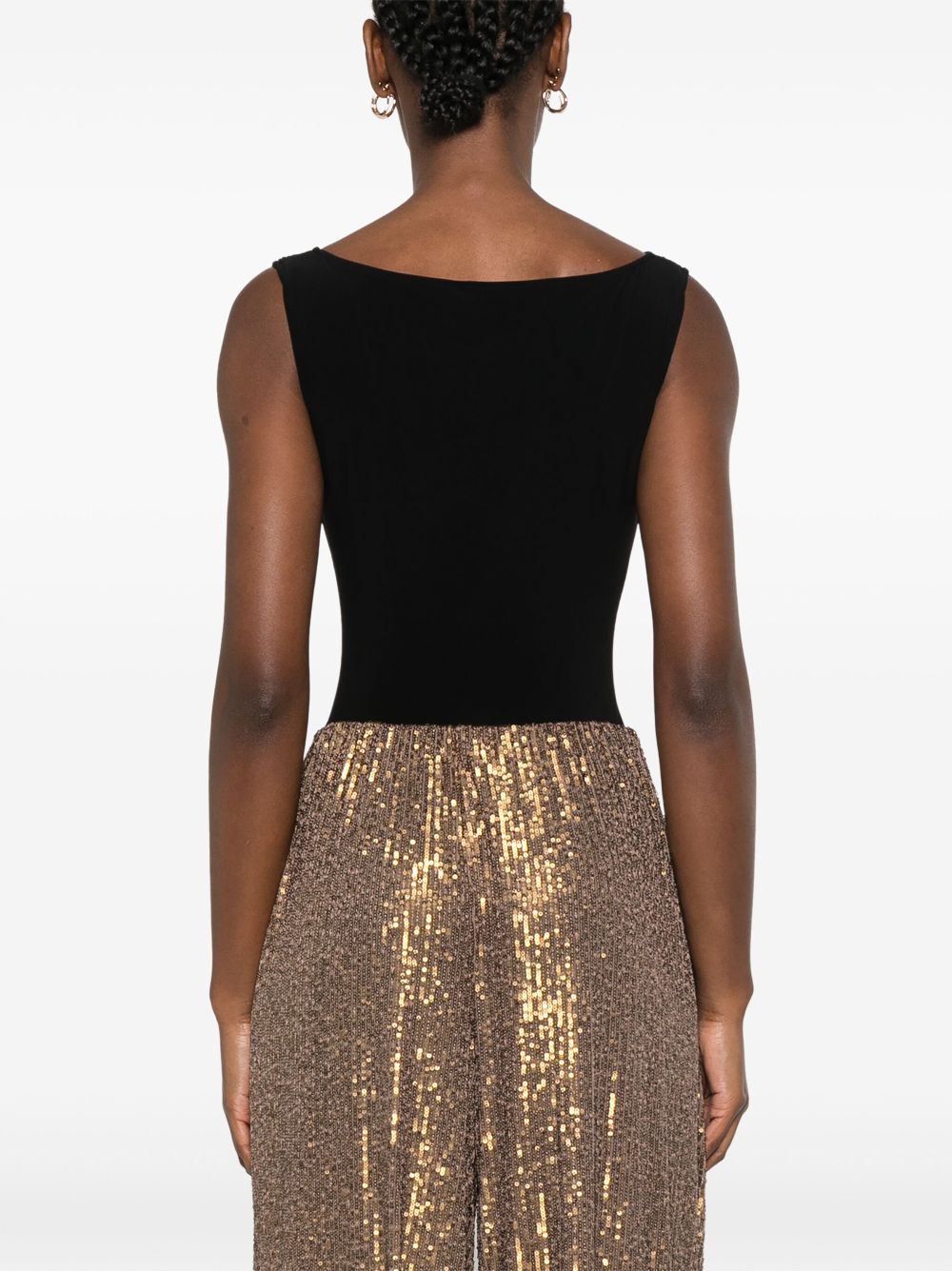 Norma Kamali Shirred V-Neck Sleeveless Bodysuit Black Black