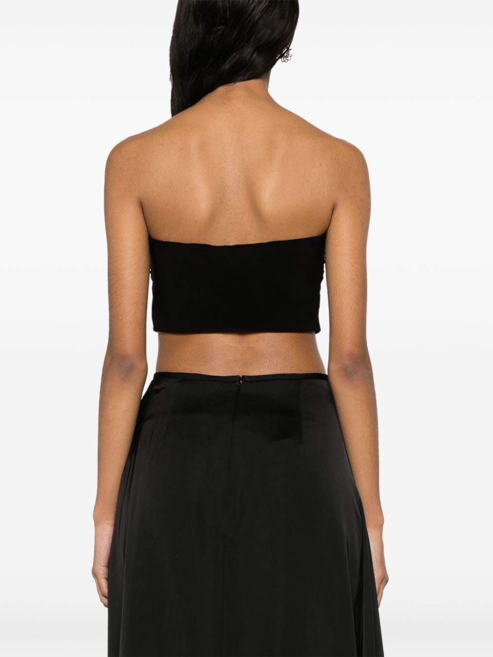 Norma Kamali Ruched Stretch-Jersey Strapless Cropped Top Black Black