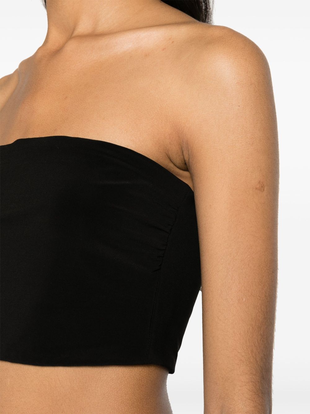 Norma Kamali Ruched Stretch-Jersey Strapless Cropped Top Black Black