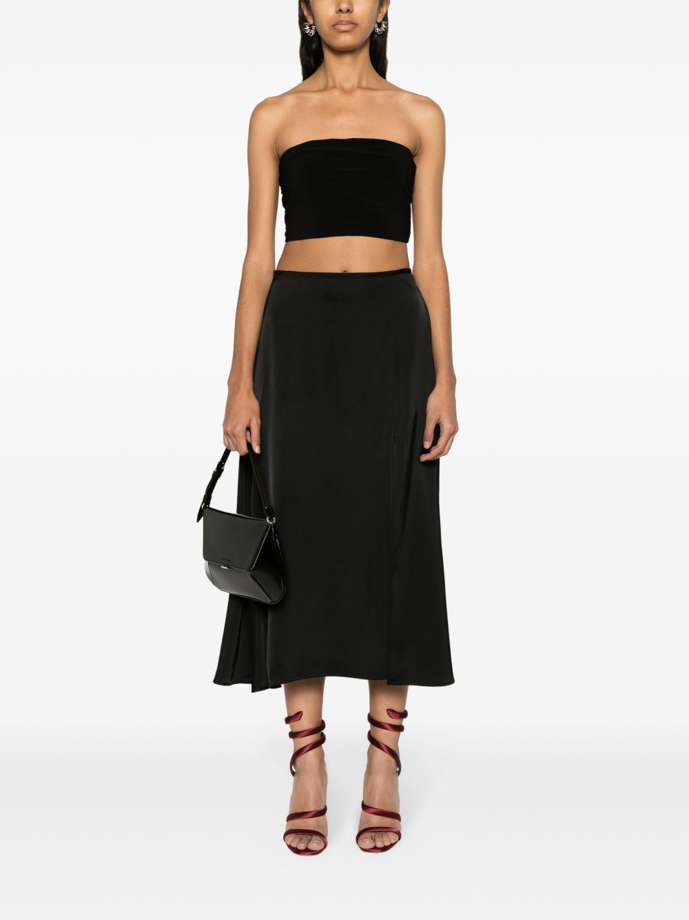 Norma Kamali Ruched Stretch-Jersey Strapless Cropped Top Black Black