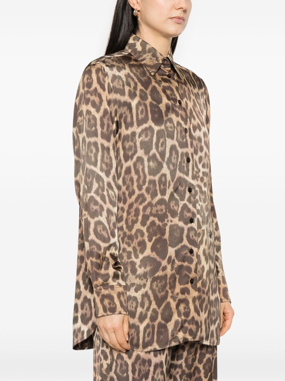 Stella McCartney Leopard Print Oversized Shirt Brown
