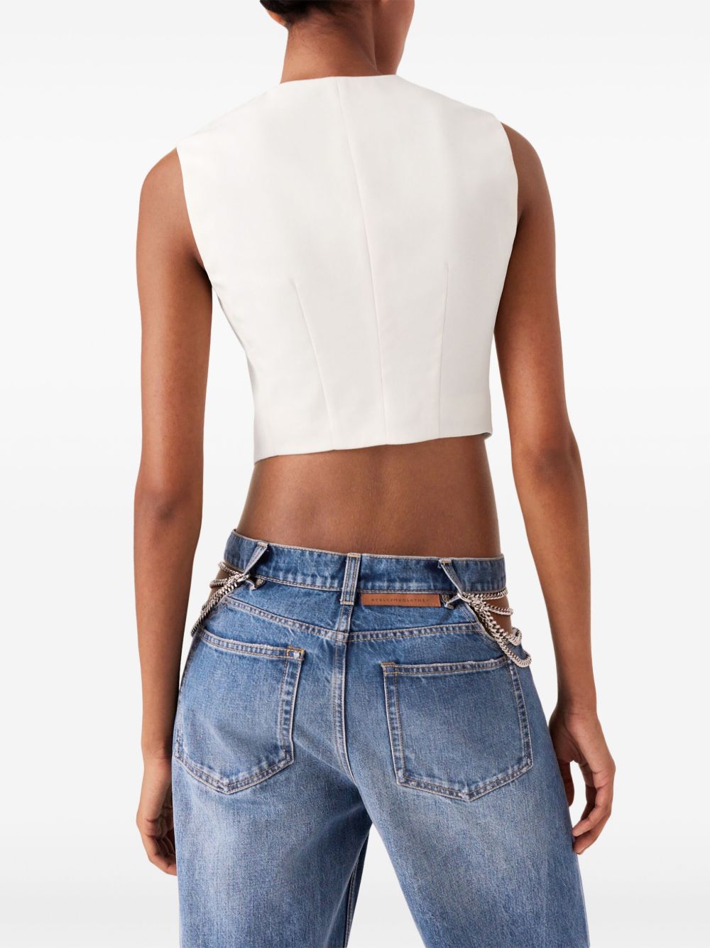 Stella McCartney Cropped Tailored Wool Waistcoat in Beige