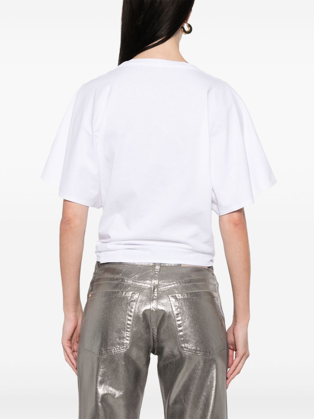 Stella McCartney Pineapple Cotton Tie-Front T-Shirt White
