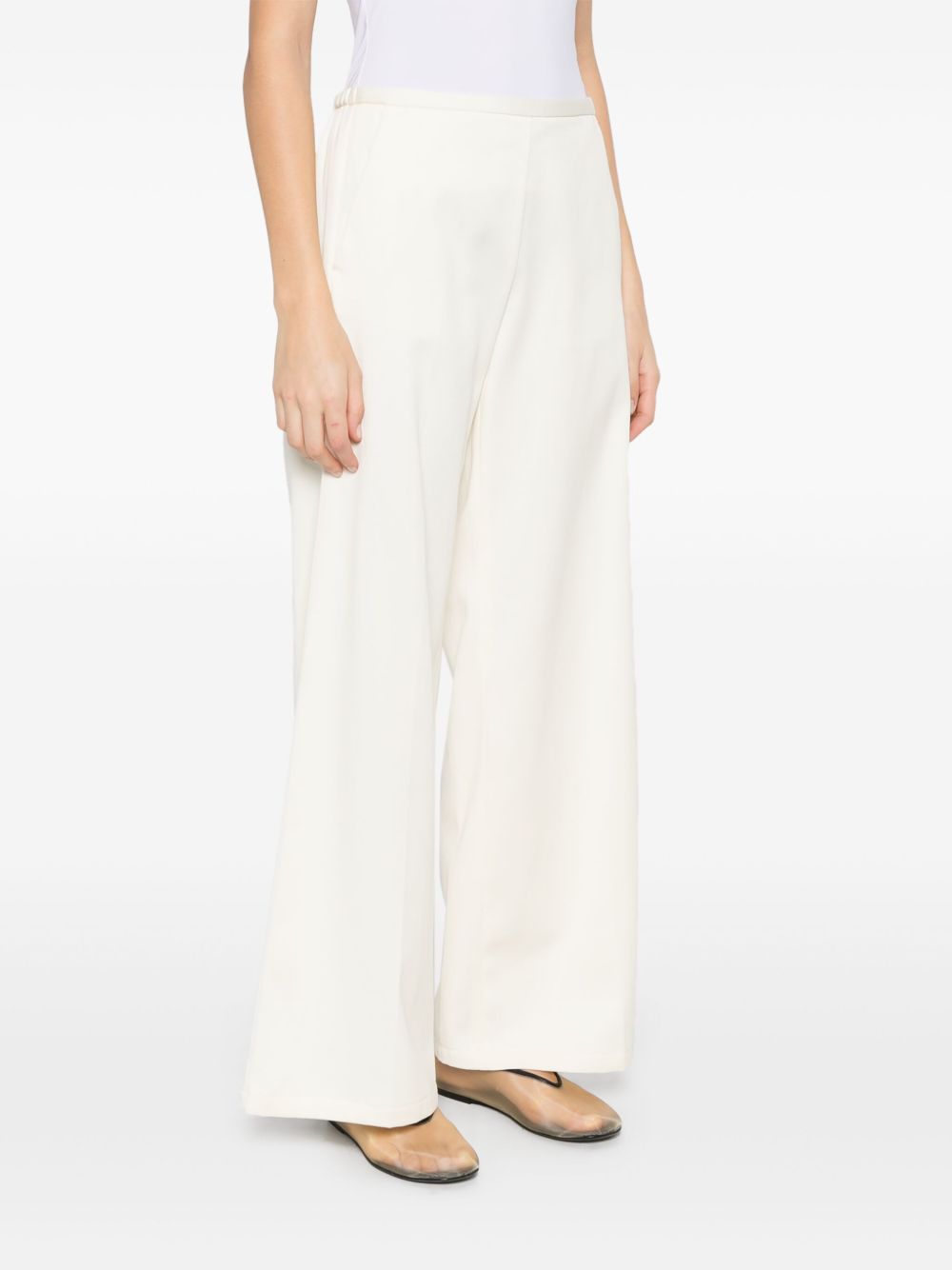 Forte Forte Wide-Leg Flared Cotton Trousers Ivory