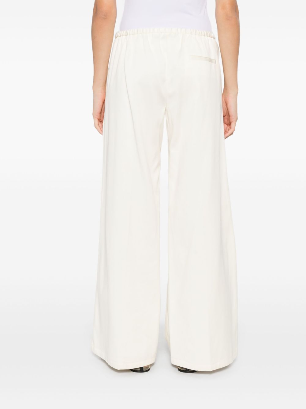 Forte Forte Wide-Leg Flared Cotton Trousers Ivory