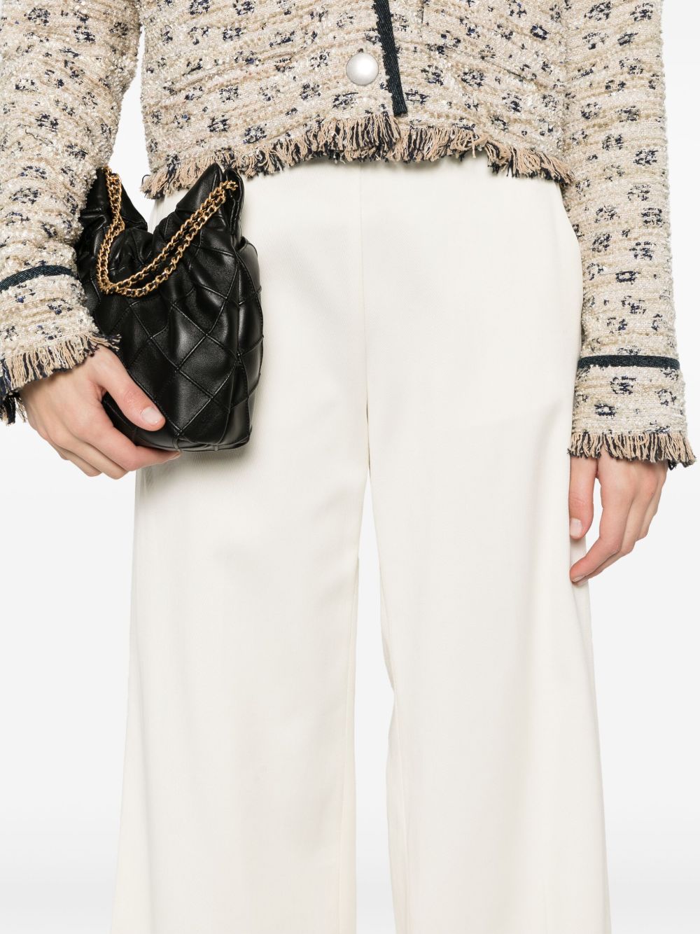Forte Forte Wide-Leg Flared Cotton Trousers Ivory