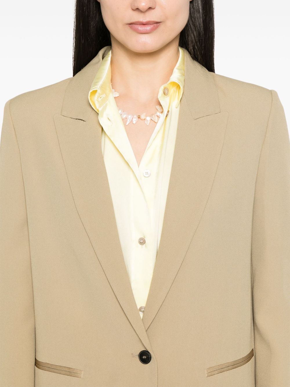 Forte Forte Crepe Single-Breasted Blazer in Beige