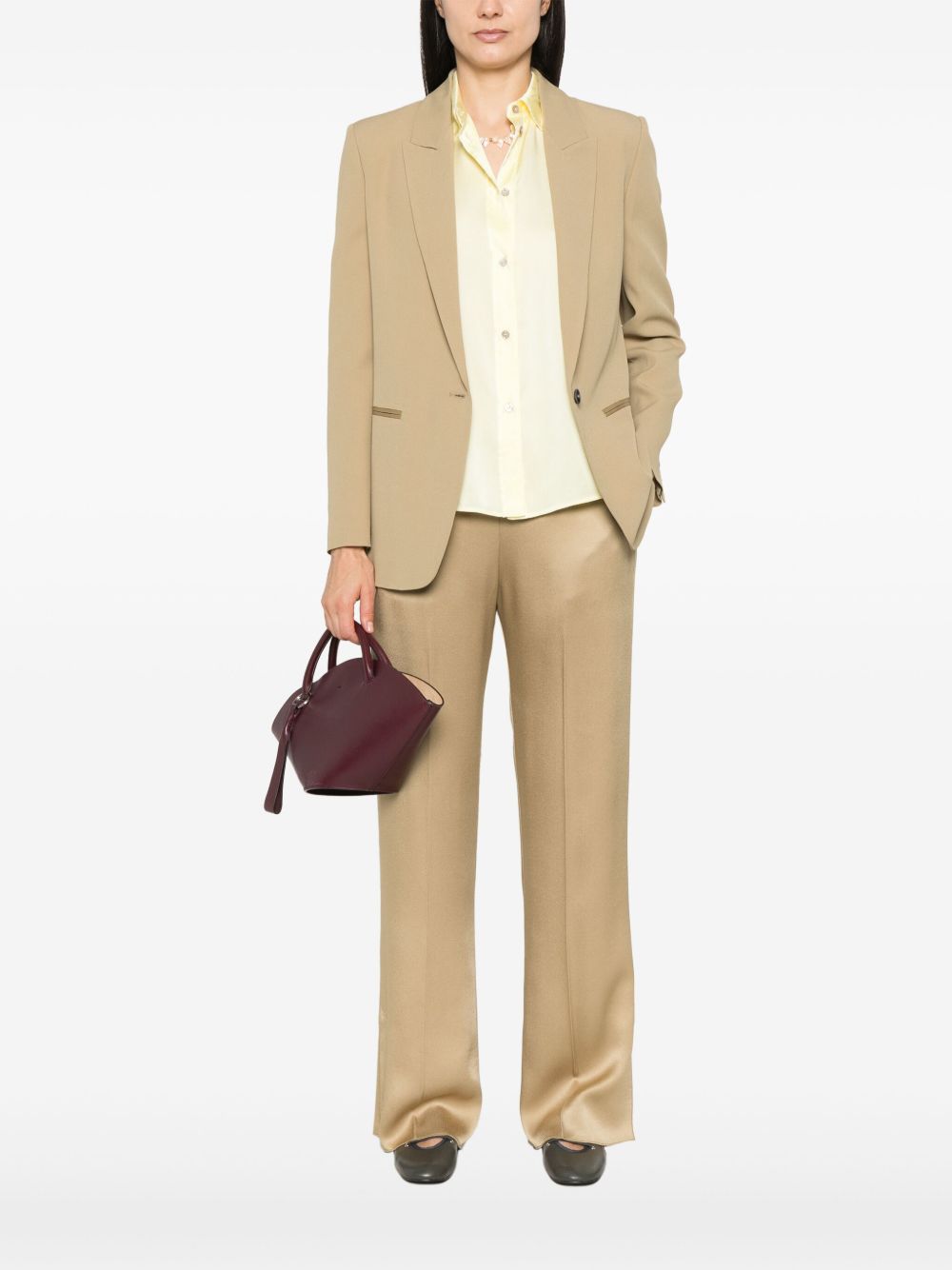 Forte Forte Crepe Single-Breasted Blazer in Beige