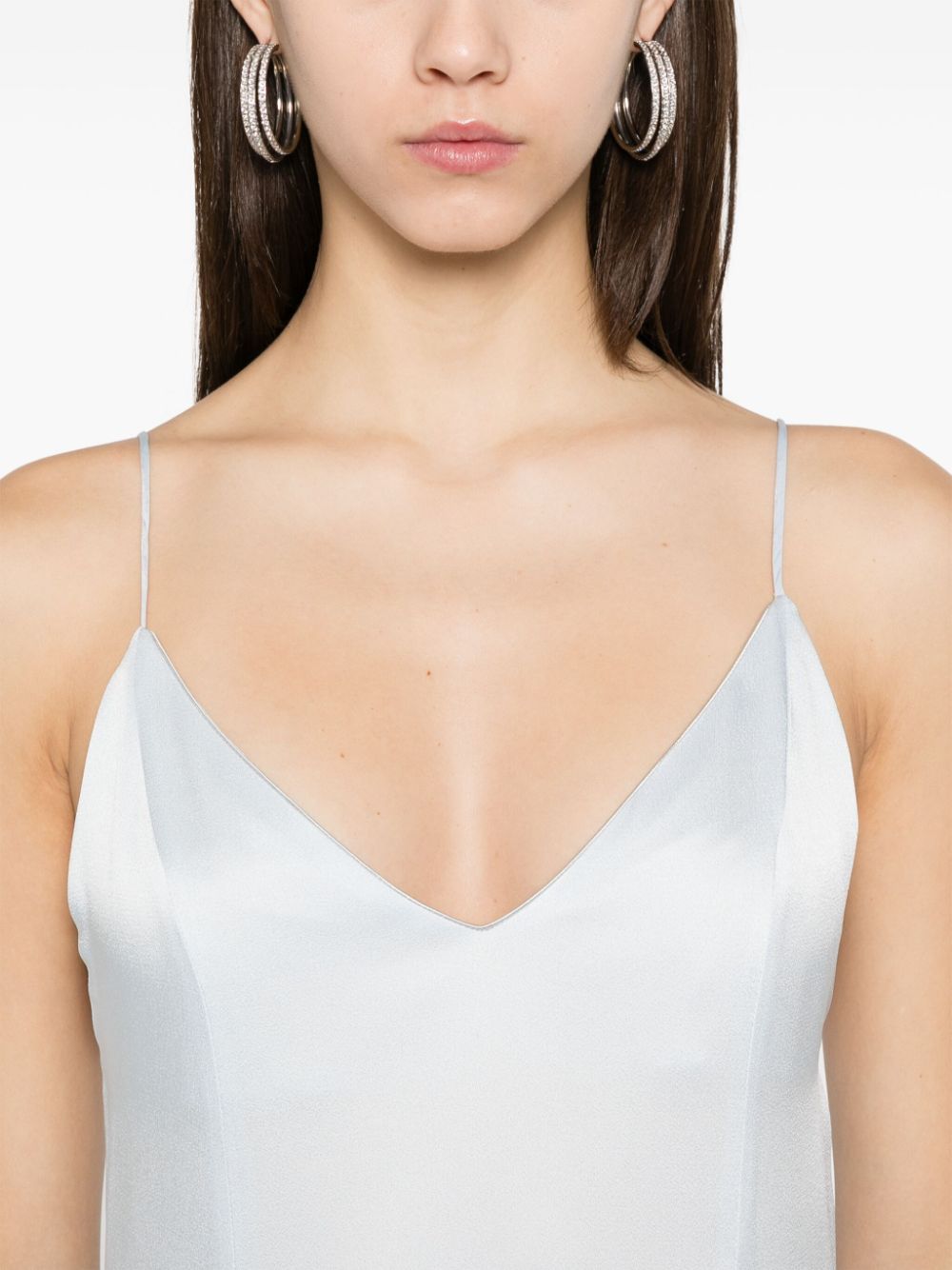 Forte Forte Shift Satin Maxi Dress in Clear Blue