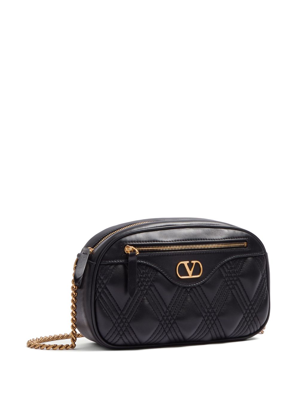 Valentino Garavani Quilted Leather Camera Shoulder Bag Black