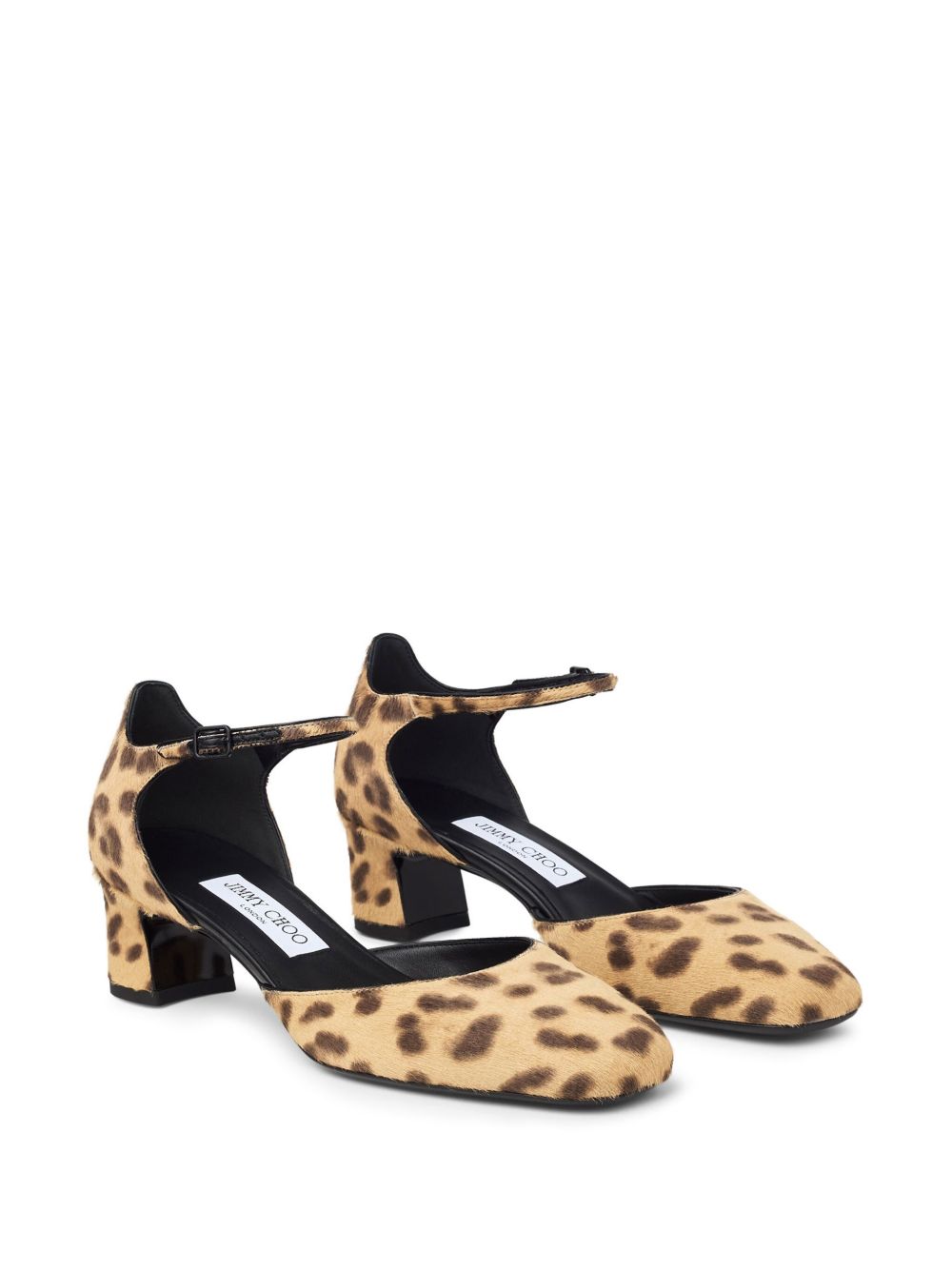 Jimmy Choo 45mm Pixie Leopard-Print Calf Hair Pumps Brown