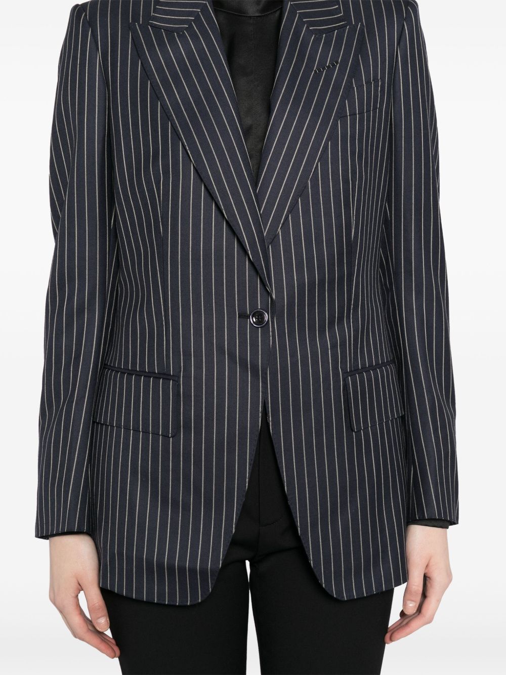 Tom Ford Pinstripe Wool Single-Breasted Blazer Blue
