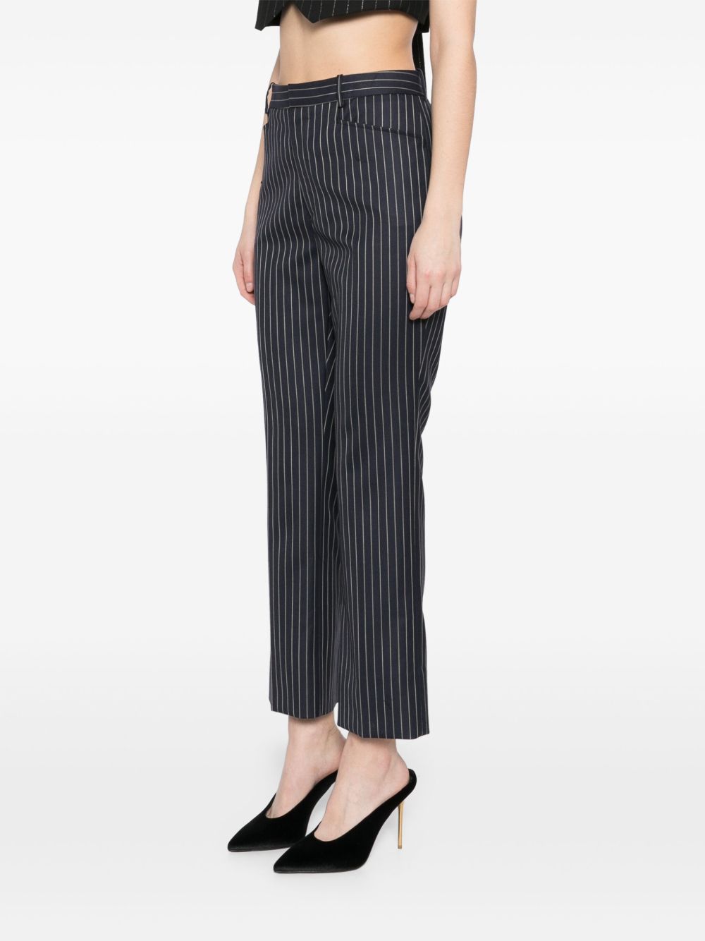 Tom Ford Striped Wool Tailored Trousers Blue