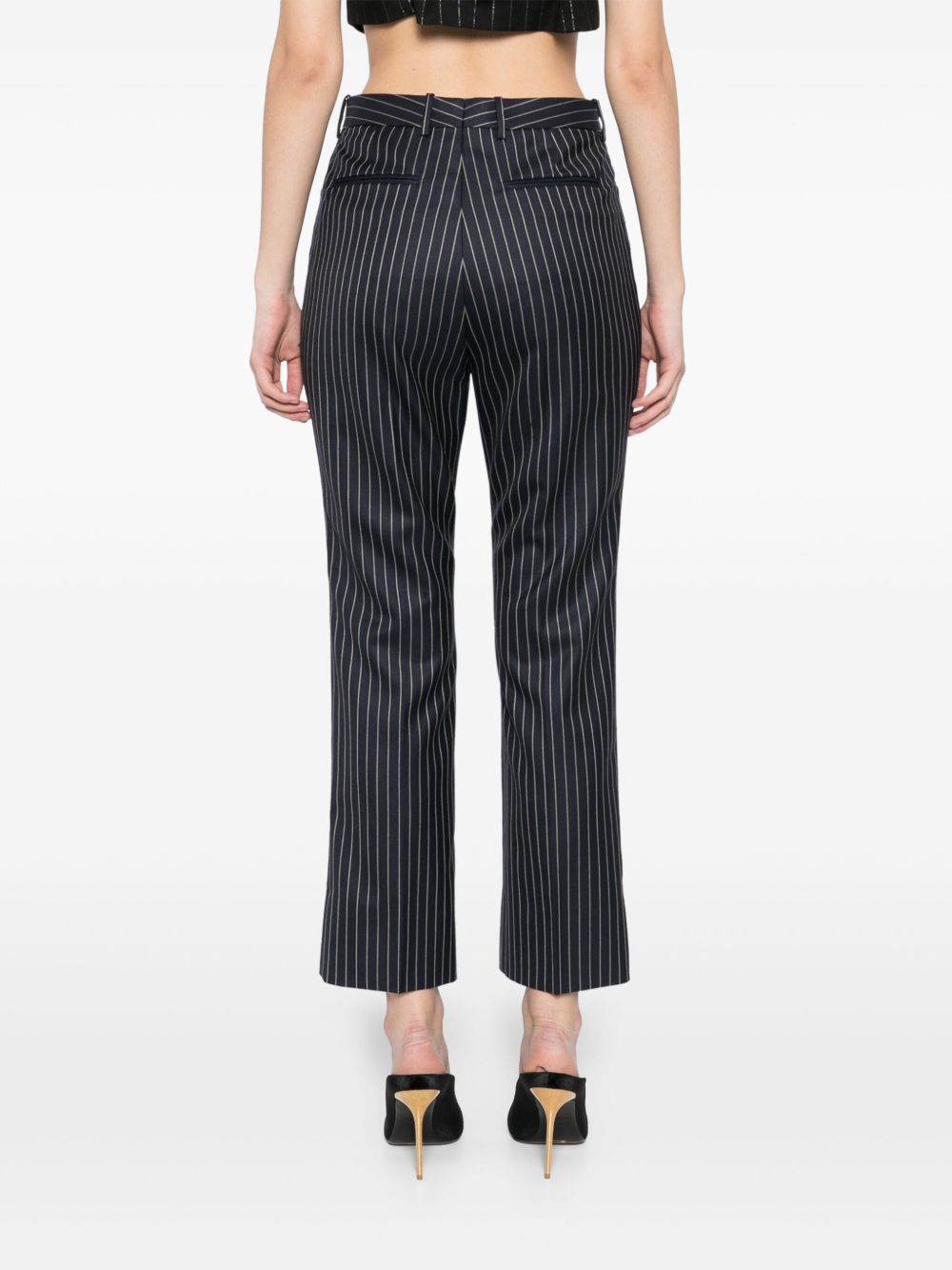 Tom Ford Striped Wool Tailored Trousers Blue