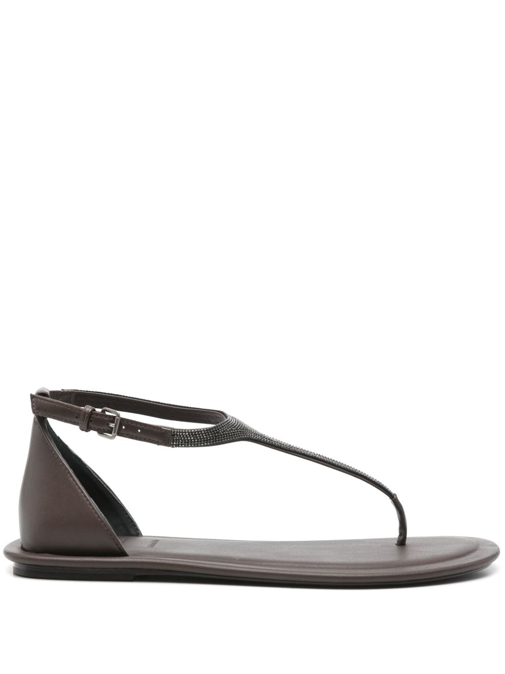 Brunello Cucinelli Bead-Detail Thong Sandals Brown
