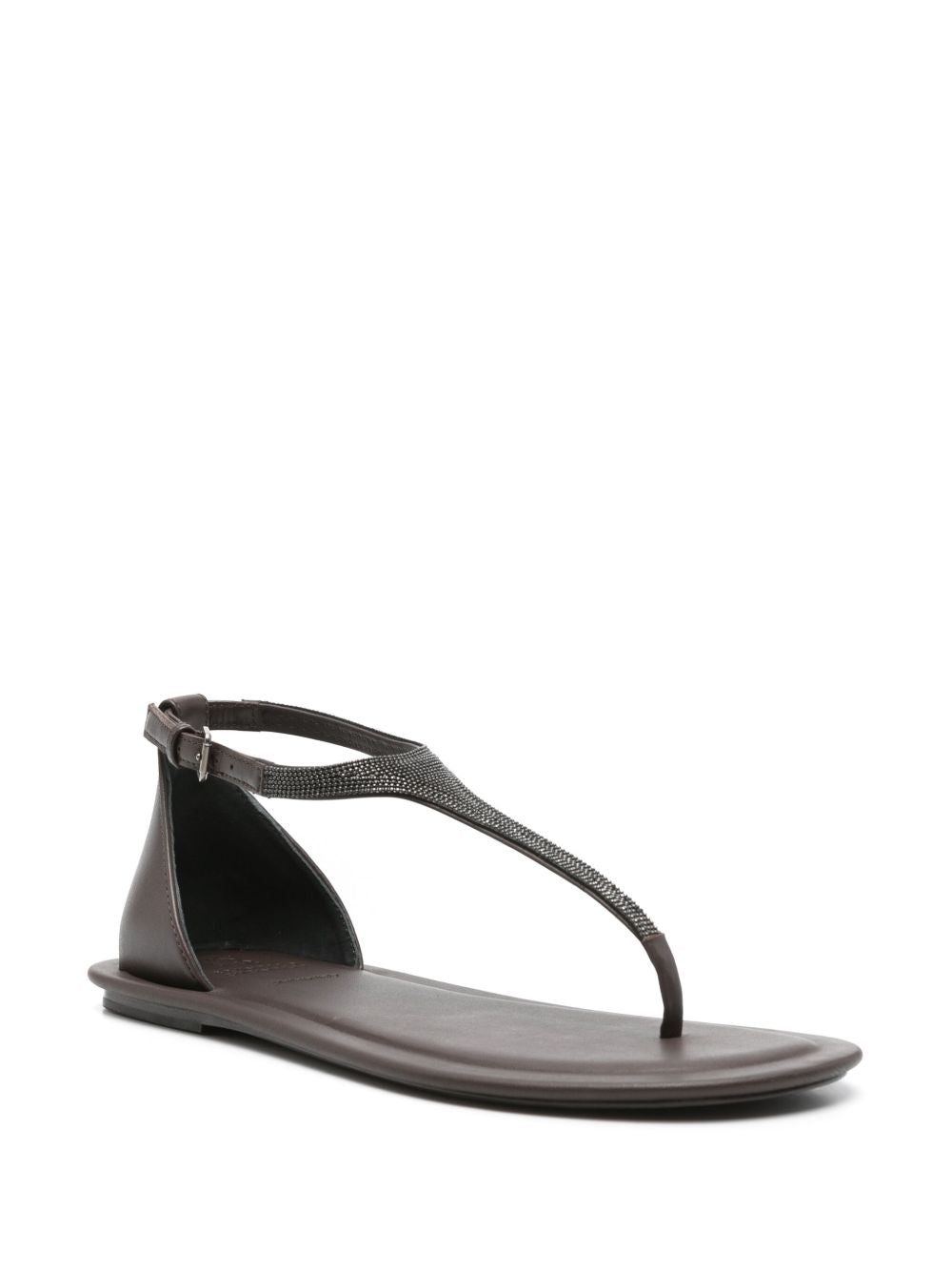Brunello Cucinelli Bead-Detail Thong Sandals Brown