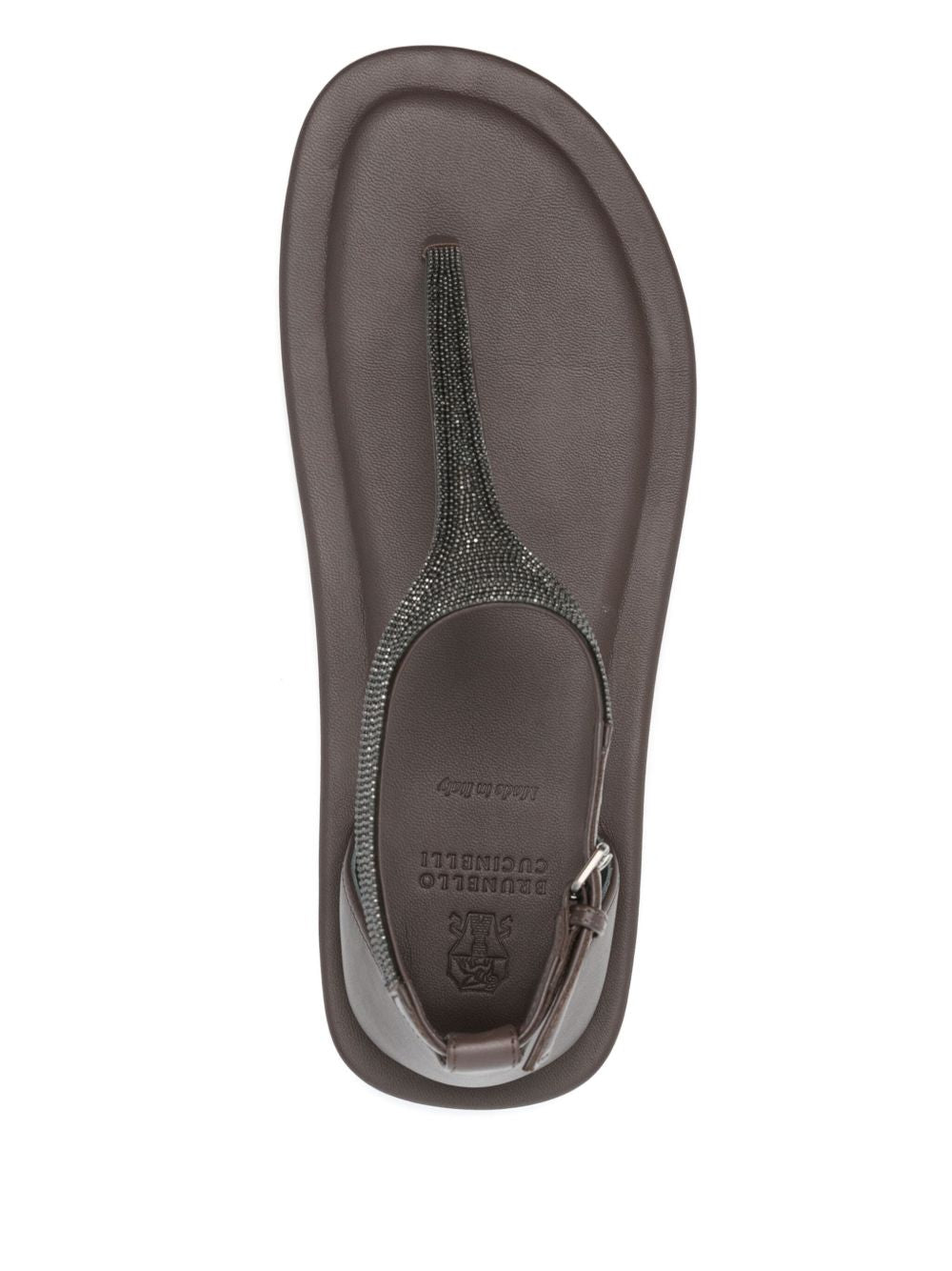 Brunello Cucinelli Bead-Detail Thong Sandals Brown