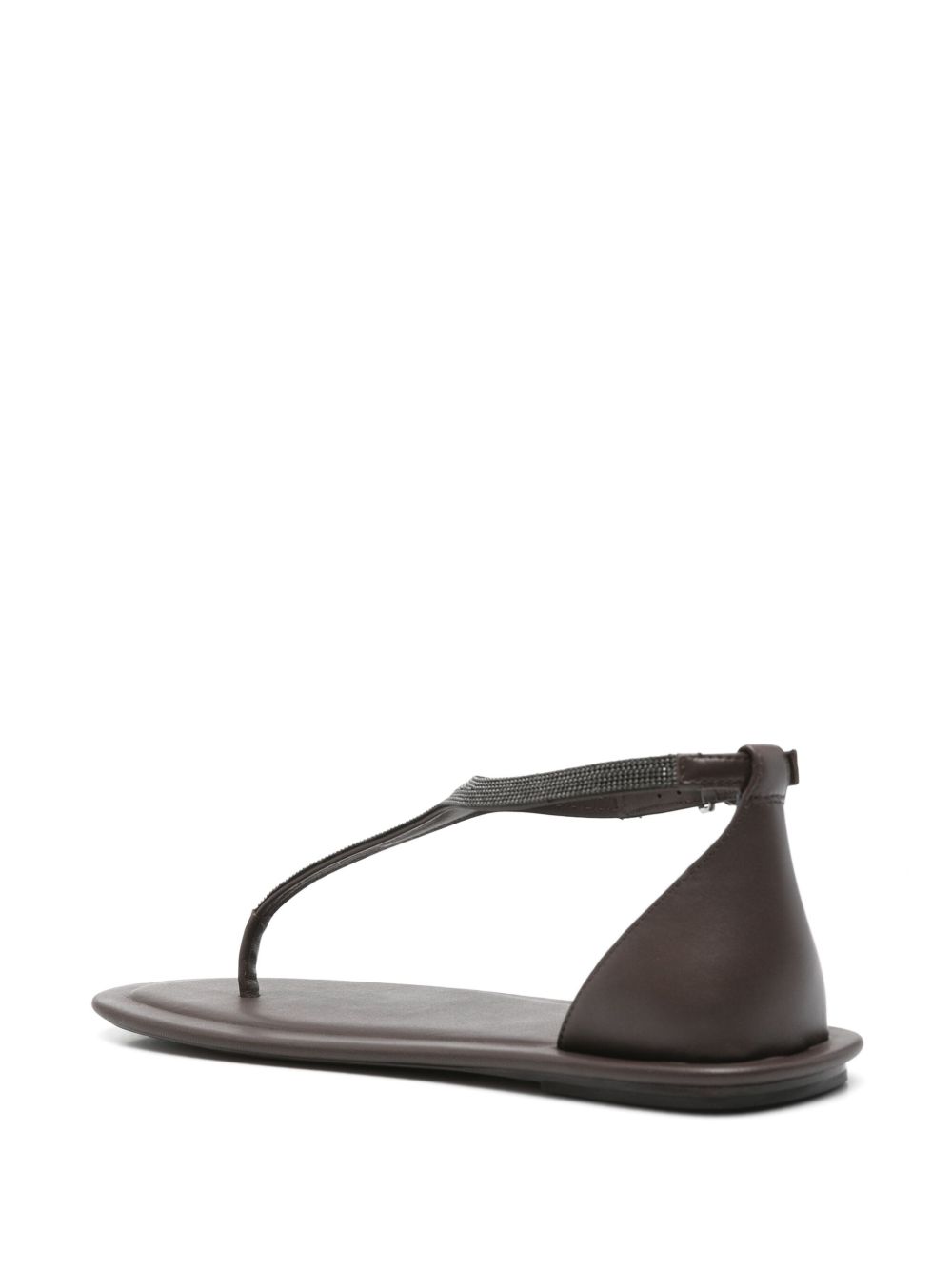 Brunello Cucinelli Bead-Detail Thong Sandals Brown