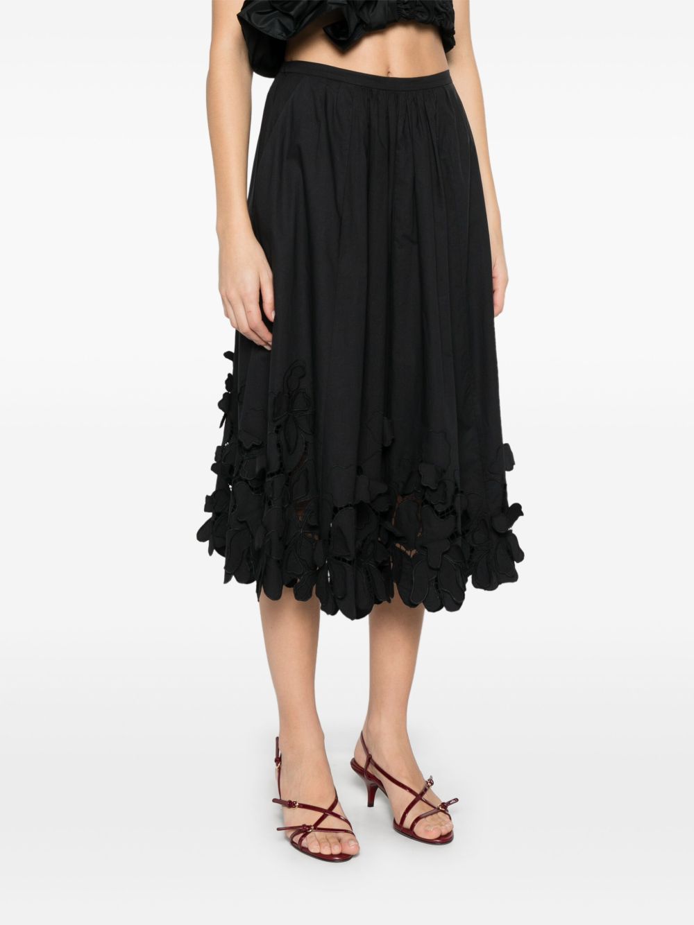 Forte Forte Embroidered Bottom Midi Skirt Black