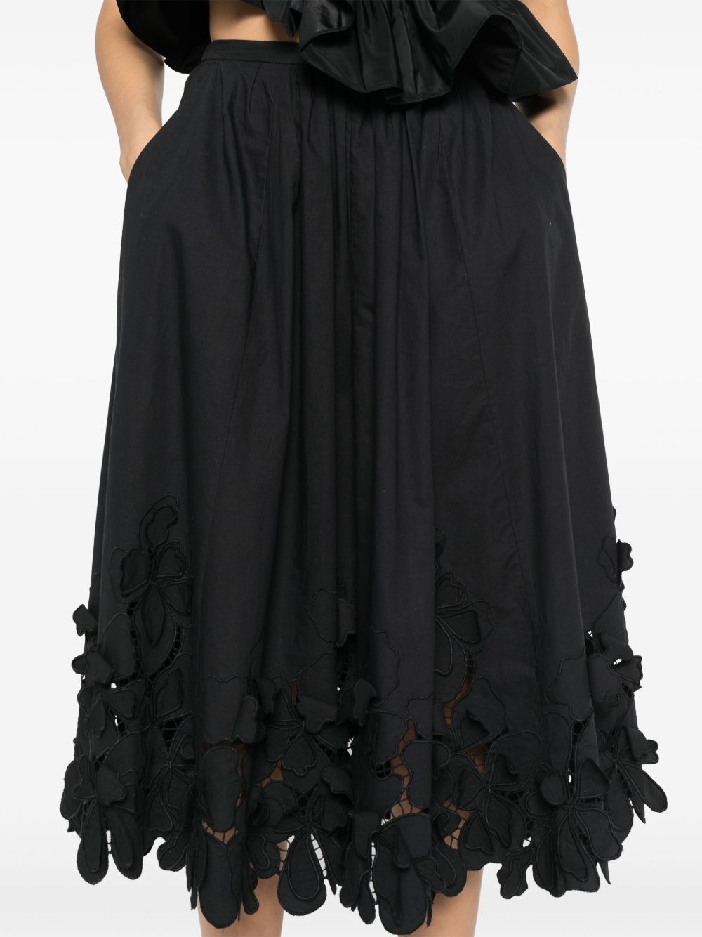 Forte Forte Embroidered Bottom Midi Skirt Black