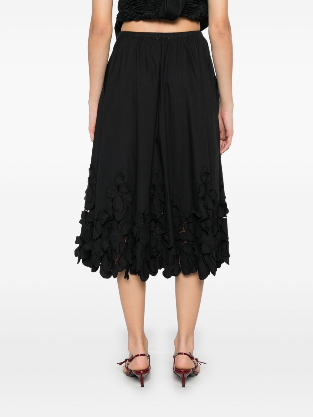 Forte Forte Embroidered Bottom Midi Skirt Black