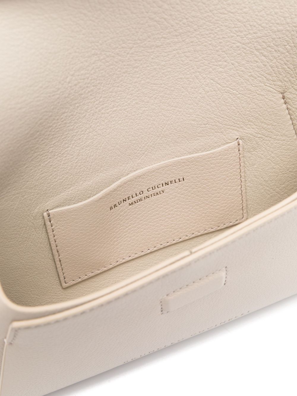 Brunello Cucinelli BC Duo Foldover Leather Clutch Bag Ivory