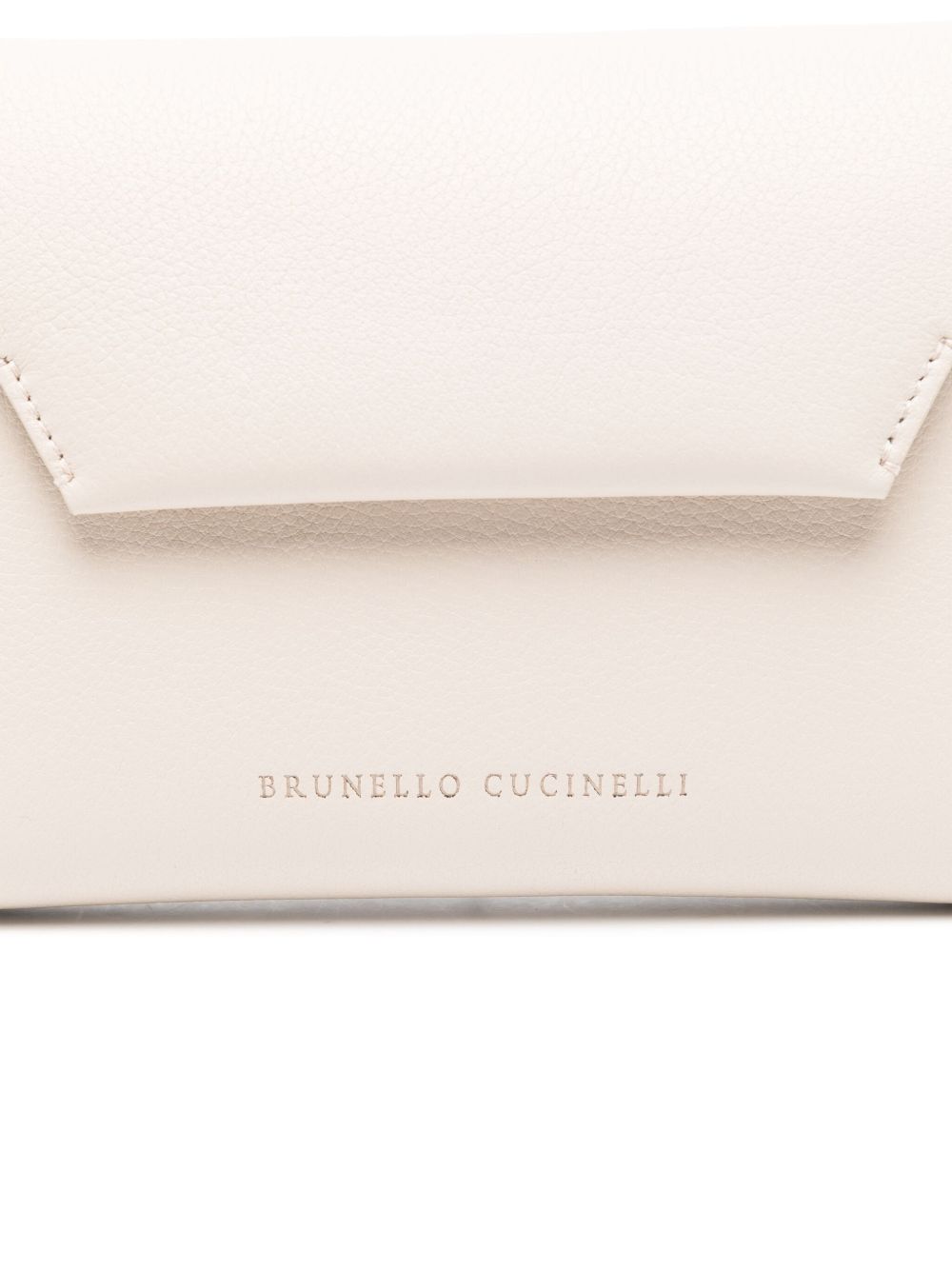 Brunello Cucinelli BC Duo Foldover Leather Clutch Bag Ivory