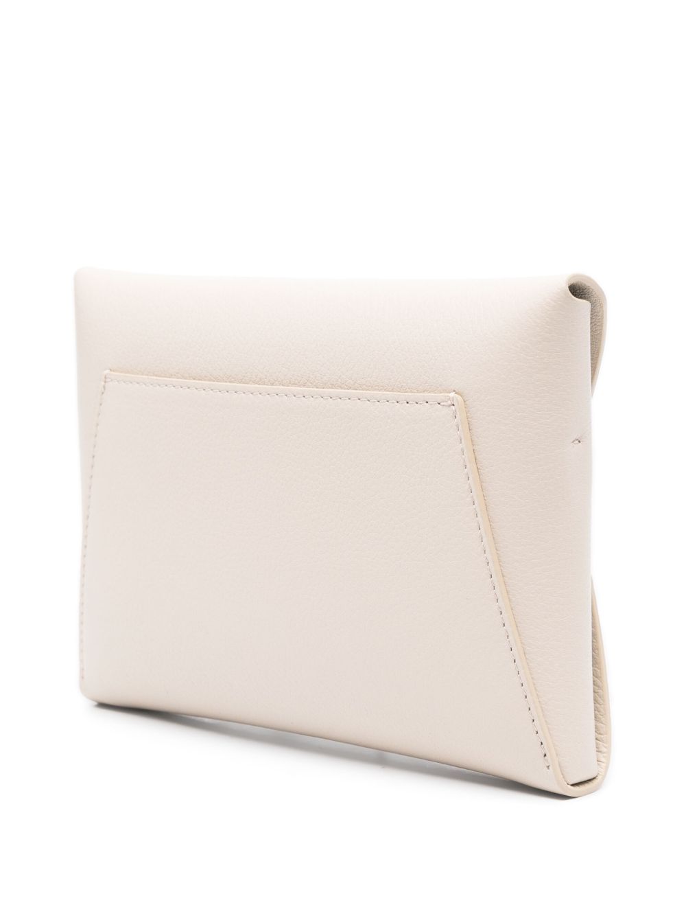 Brunello Cucinelli BC Duo Foldover Leather Clutch Bag Ivory