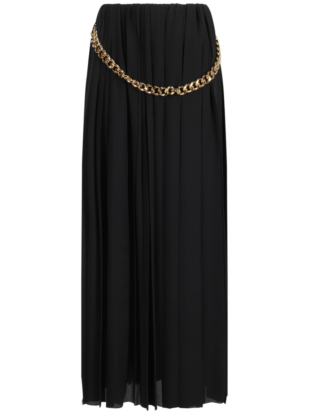Balenciaga Chain-Detail Pleated Crepe Maxi Skirt Black