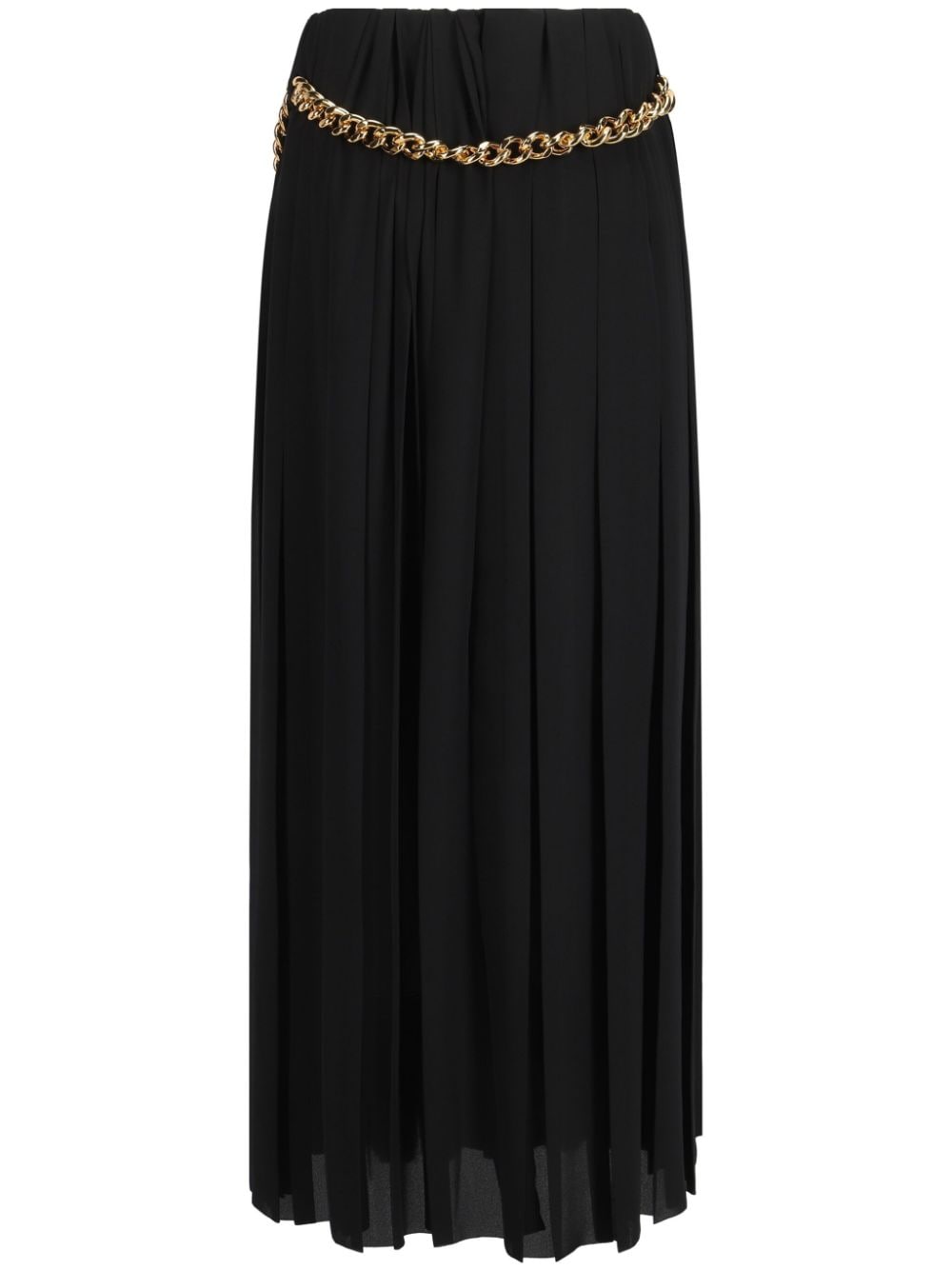 Balenciaga Chain-Detail Pleated Crepe Maxi Skirt Black