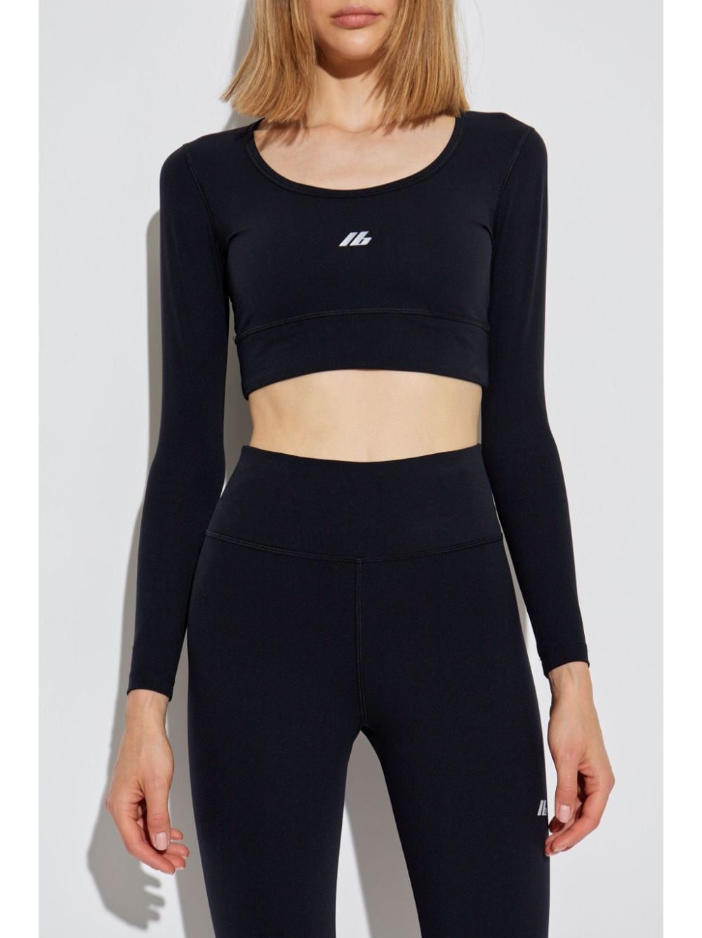 Balenciaga Reflective Logo Cropped Top Black