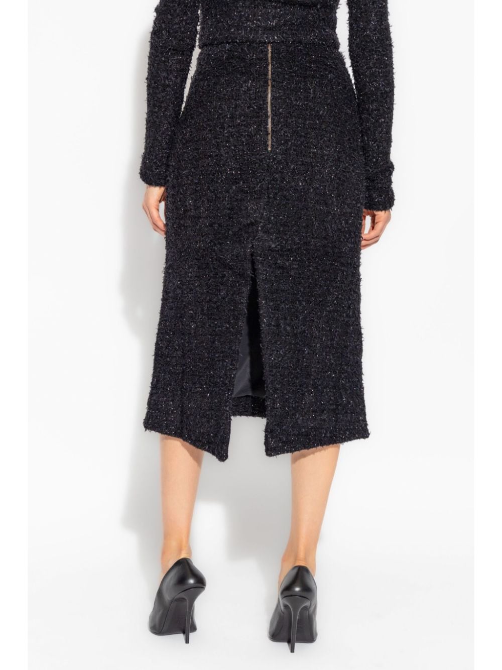 Balenciaga Tweed Midi Skirt Black