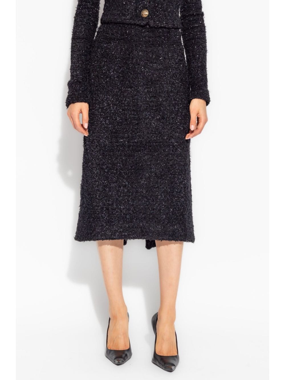 Balenciaga Tweed Midi Skirt Black