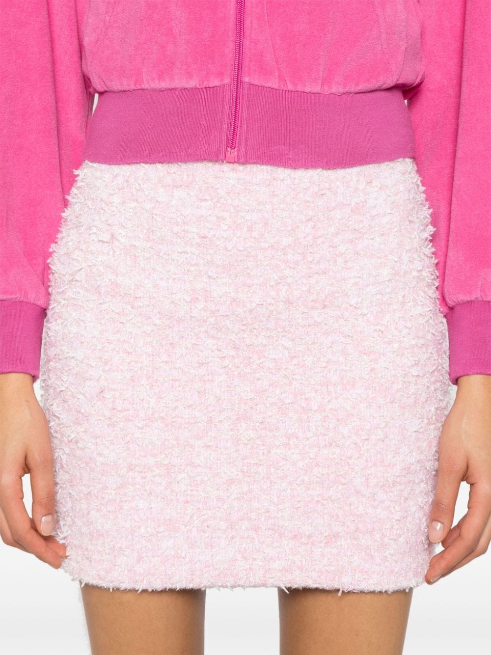 Balenciaga Tweed Bouclé Mini Skirt Pink