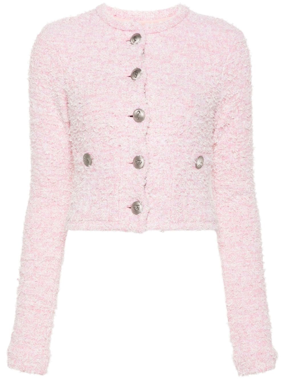 Balenciaga Cropped Tweed Bouclé Jacket Pink