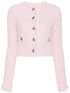 Balenciaga Cropped Tweed Bouclé Jacket Pink